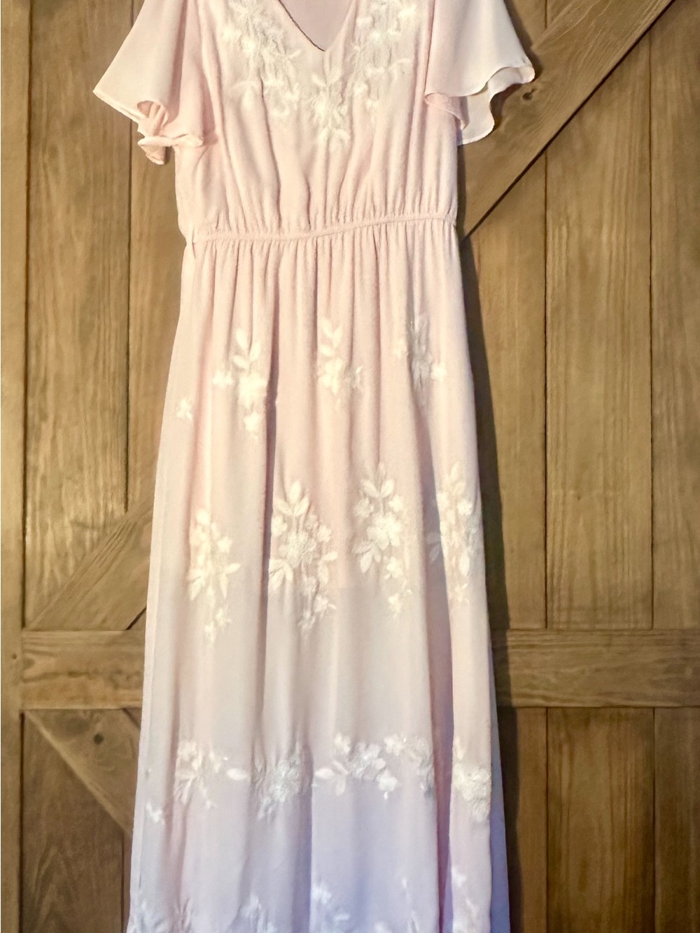 Savanna Jane Pale Pink Floral Embroidered Maxi Dress